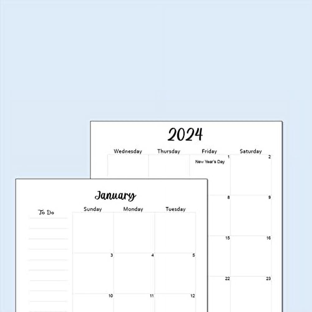 2024 Monthly Planner Calendar Refills for A5 Size Planners, Fits kikiki.K,  Filofax, Louis Vuitton GM, Day Designer, Carpe Diem (Cat) 